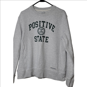 LIFE IS GOOD "POSITIVE STATE" Mens' Crewneck Sweatshirt Size Small Gray